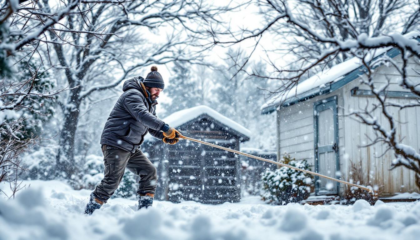 ontdek een slimme tuiniertip met een touw om sneeuw heel snel van je tuin te verwijderen. een verrassende en effectieve methode die je zeker wilt proberen!